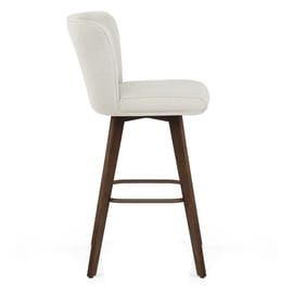 Aldo Dark Oak Bar Stool Ivory Fabric
