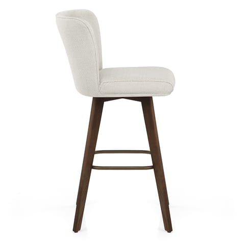 Aldo Dark Oak Bar Stool Ivory Fabric