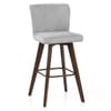 Aldo Dark Oak Bar Stool Light Grey Fabric