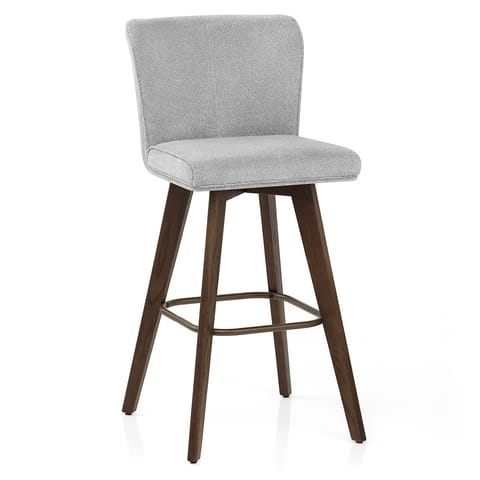 Aldo Dark Oak Bar Stool Light Grey Fabric