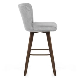 Aldo Dark Oak Bar Stool Light Grey Fabric