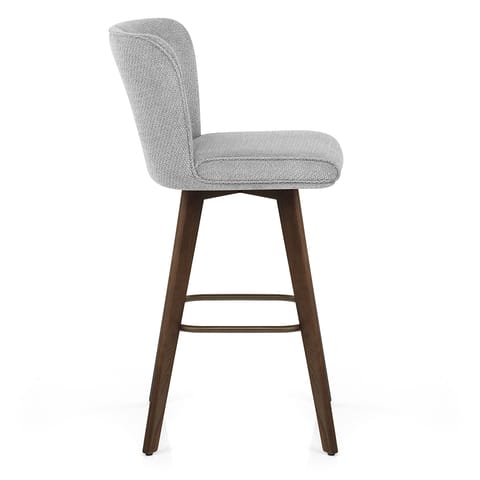 Aldo Dark Oak Bar Stool Light Grey Fabric