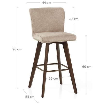 Aldo Dark Oak Bar Stool Tweed Fabric Dimensions