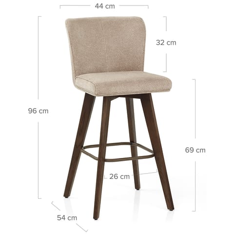 Aldo Dark Oak Bar Stool Tweed Fabric
