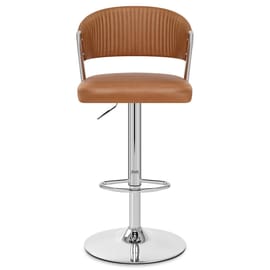 Lusso Chrome Bar Stool Brown Leather