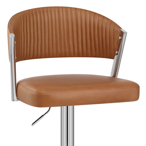 Lusso Chrome Bar Stool Brown Leather
