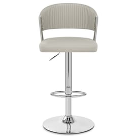 Lusso Chrome Bar Stool Grey Leather