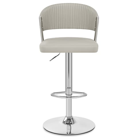 Lusso Chrome Stool Grey Real Leather