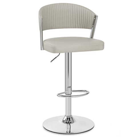 Lusso Chrome Bar Stool Grey Leather