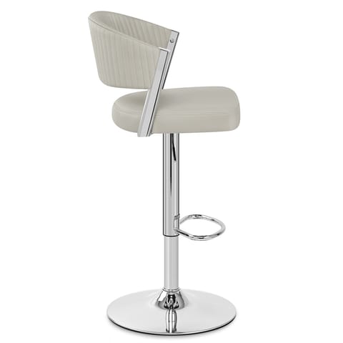 Lusso Chrome Bar Stool Grey Leather
