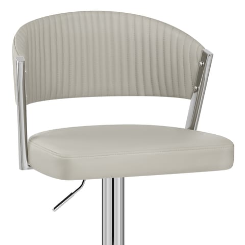 Lusso Chrome Bar Stool Grey Leather