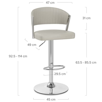 Lusso Chrome Bar Stool Grey Leather Dimensions