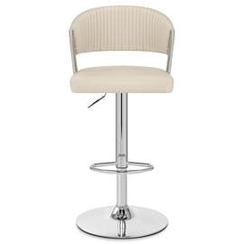 Lusso Chrome Stool Cream Real Leather