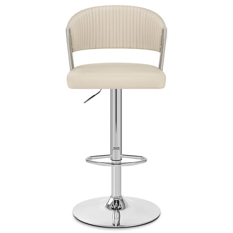 Lusso Chrome Stool Cream Real Leather