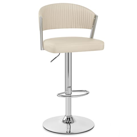 Lusso Chrome Bar Stool Cream Leather