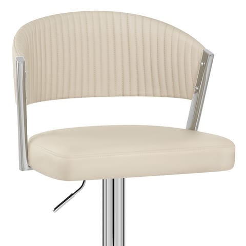 Lusso Chrome Bar Stool Cream Leather