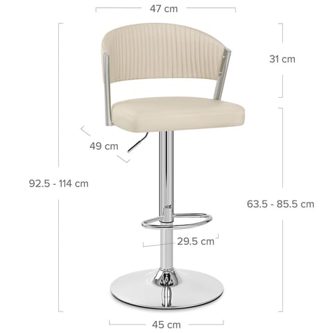 Lusso Chrome Bar Stool Cream Leather