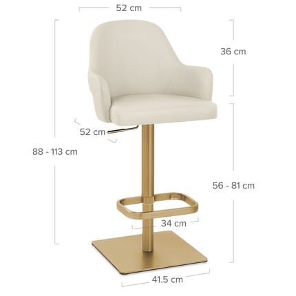 Toni Gold Stool Ivory Dimensions