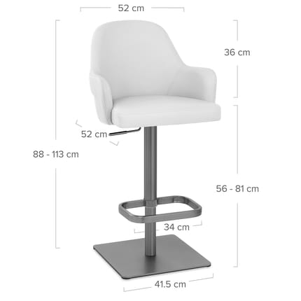 Antonia Graphite Stool White Dimensions