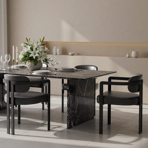 Kara Real Leather Dining Chair Black