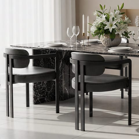 Kara Real Leather Dining Chair Black