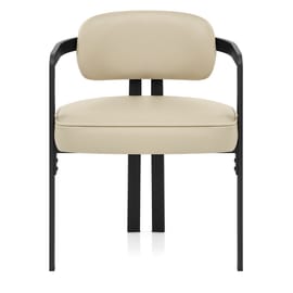 Kara Real Leather Dining Chair Cream