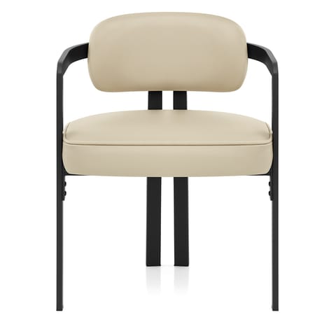 Kara Real Leather Dining Chair Cream