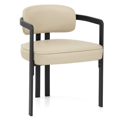 Kara Real Leather Dining Chair Cream