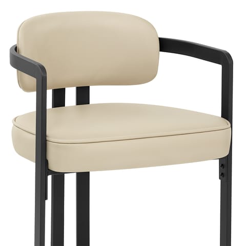 Kara Real Leather Dining Chair Cream