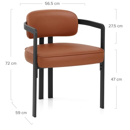 Kara Real Leather Dining Chair Tan Dimensions