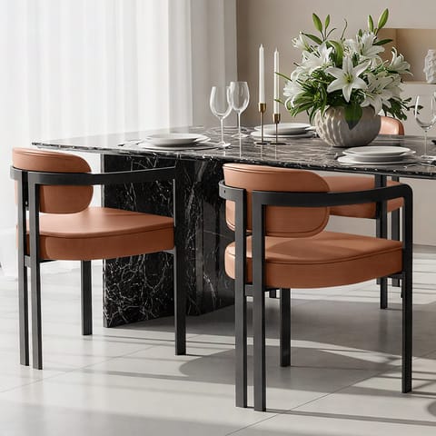 Kara Real Leather Dining Chair Tan