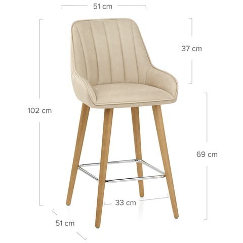 Rosa Oak Bar Stool Beige