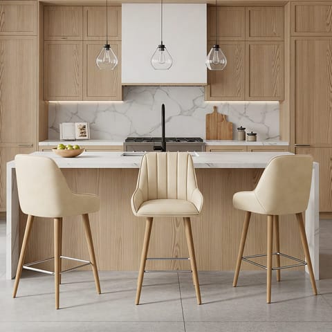 Rosa Oak Bar Stool Beige