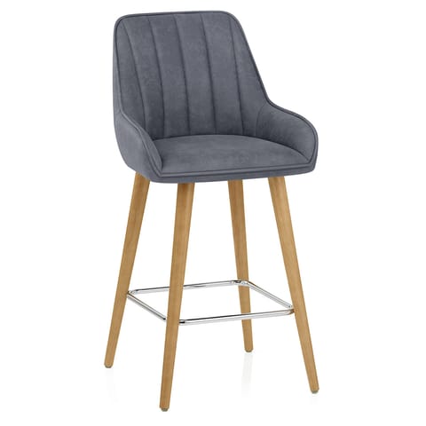 Rosa Oak Bar Stool Blue