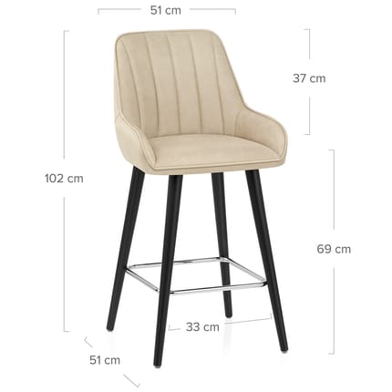 Rosa Bar Stool Beige Dimensions