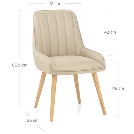 Rosa Oak Dining Chair Beige Dimensions