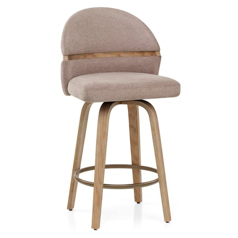 Odessa Oak Bar Stool Brown Fabric
