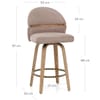 Odessa Oak Bar Stool Brown Fabric