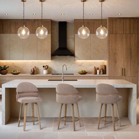 Odessa Oak Bar Stool Brown Fabric