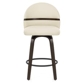Odessa Dark Walnut Bar Stool Cream Real Leather
