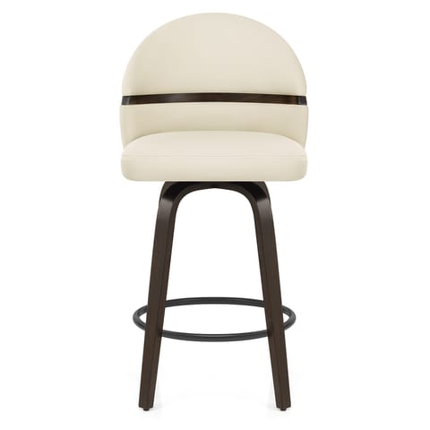 Odessa Dark Walnut Bar Stool Cream Real Leather