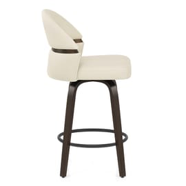 Odessa Dark Walnut Bar Stool Cream Real Leather