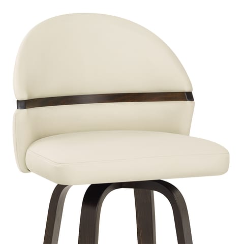 Odessa Dark Walnut Bar Stool Cream Real Leather
