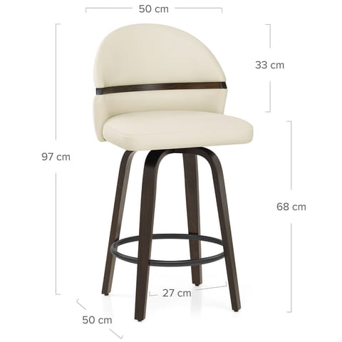 Odessa Dark Walnut Bar Stool Cream Real Leather