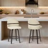 Odessa Dark Walnut Bar Stool Cream Real Leather