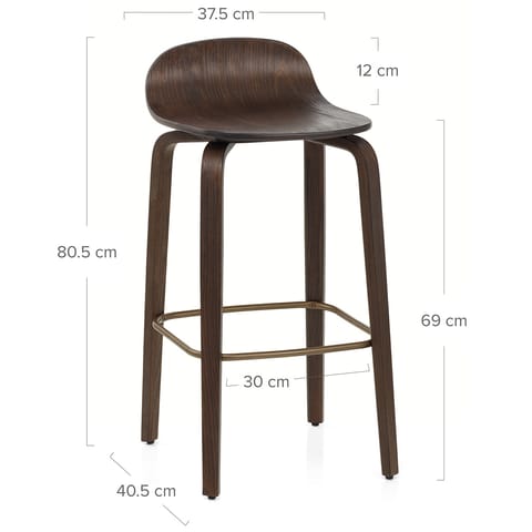 Curve Bar Stool Antique Walnut