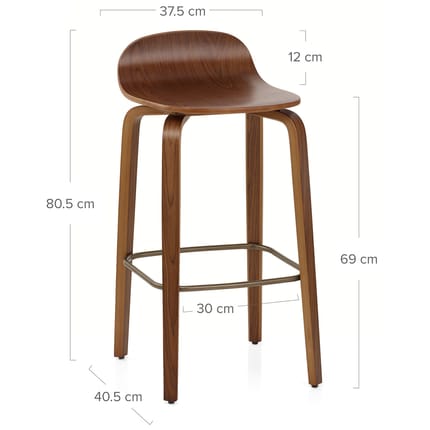Curve Bar Stool Polished Walnut Dimensions