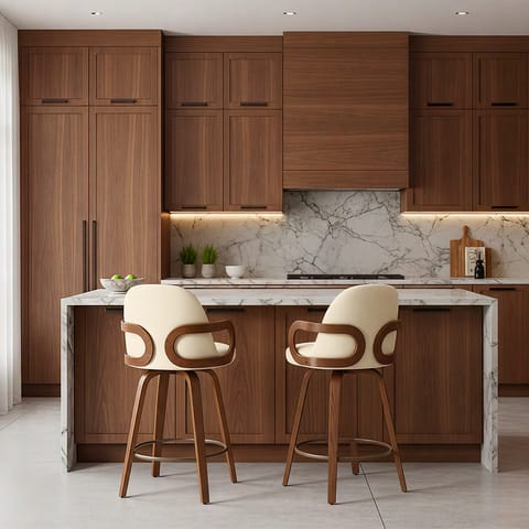 Franco Walnut Bar Stool Cream