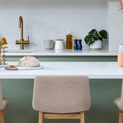 Haven Oak & Tweed Fabric Stool