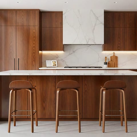 Curve Bar Stool Polished Walnut